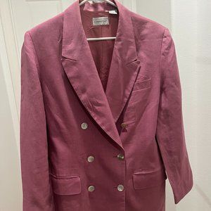 Collection Point of view women's pink double breasted blazer with shell buttons